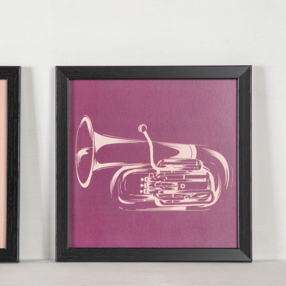 Graphic Music Art In Frame Set Of 4 9x9 Inch Nestasia