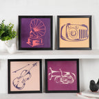 Graphic Music Art In Frame Set Of 4 9x9 Inch Nestasia