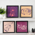 Graphic Music Art In Frame Set Of 4 9x9 Inch Nestasia