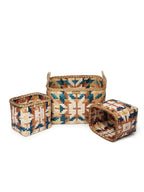 Natural Bamboo Shelf Baskets with Handles Set of 3 for Storage and Home Decor