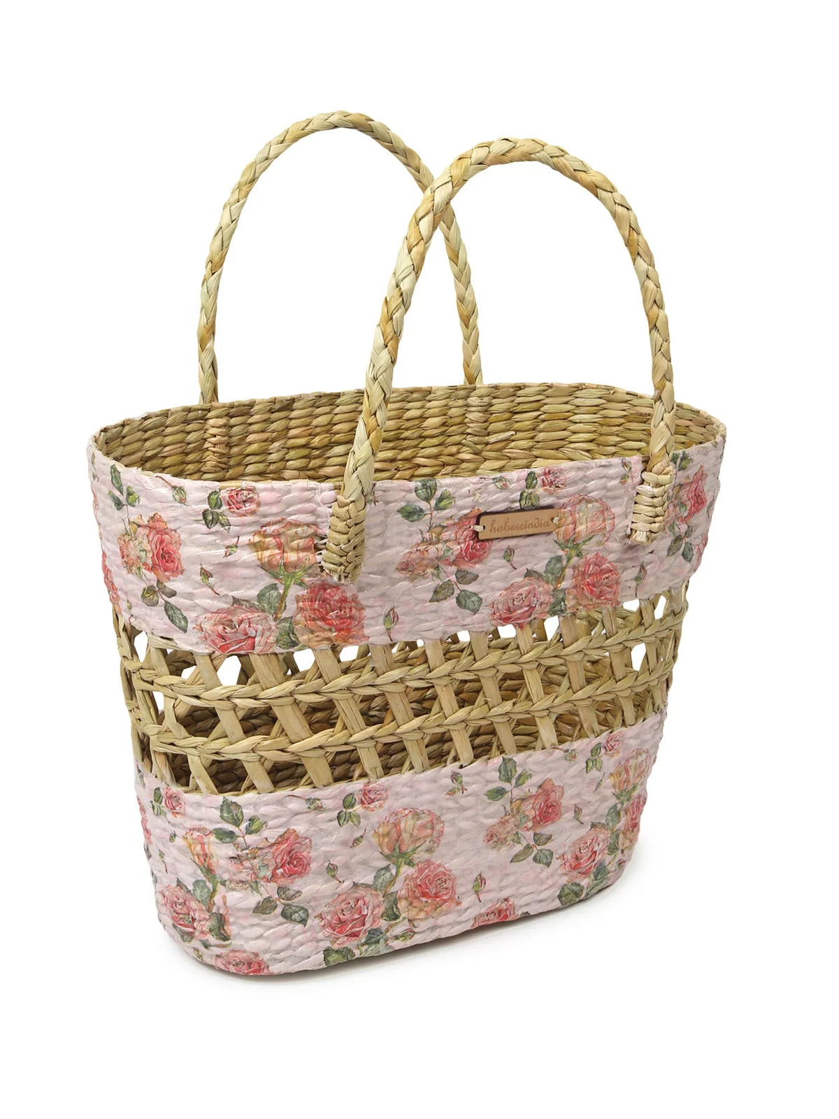 Handwoven Seagrass Basket for Storage, Shopping & Travel Use