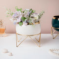 Eclat Ceramic White Planter With Stand Large Nestasia