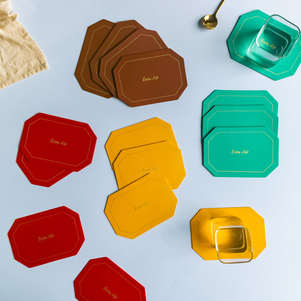 Leather Coaster Set of 4 Nestasia