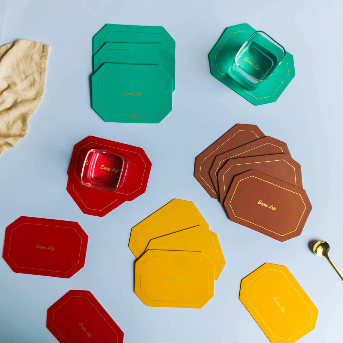 Leather Coaster Set of 4 Nestasia