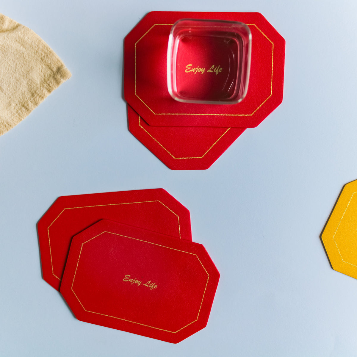 Leather Coaster Set of 4 Nestasia