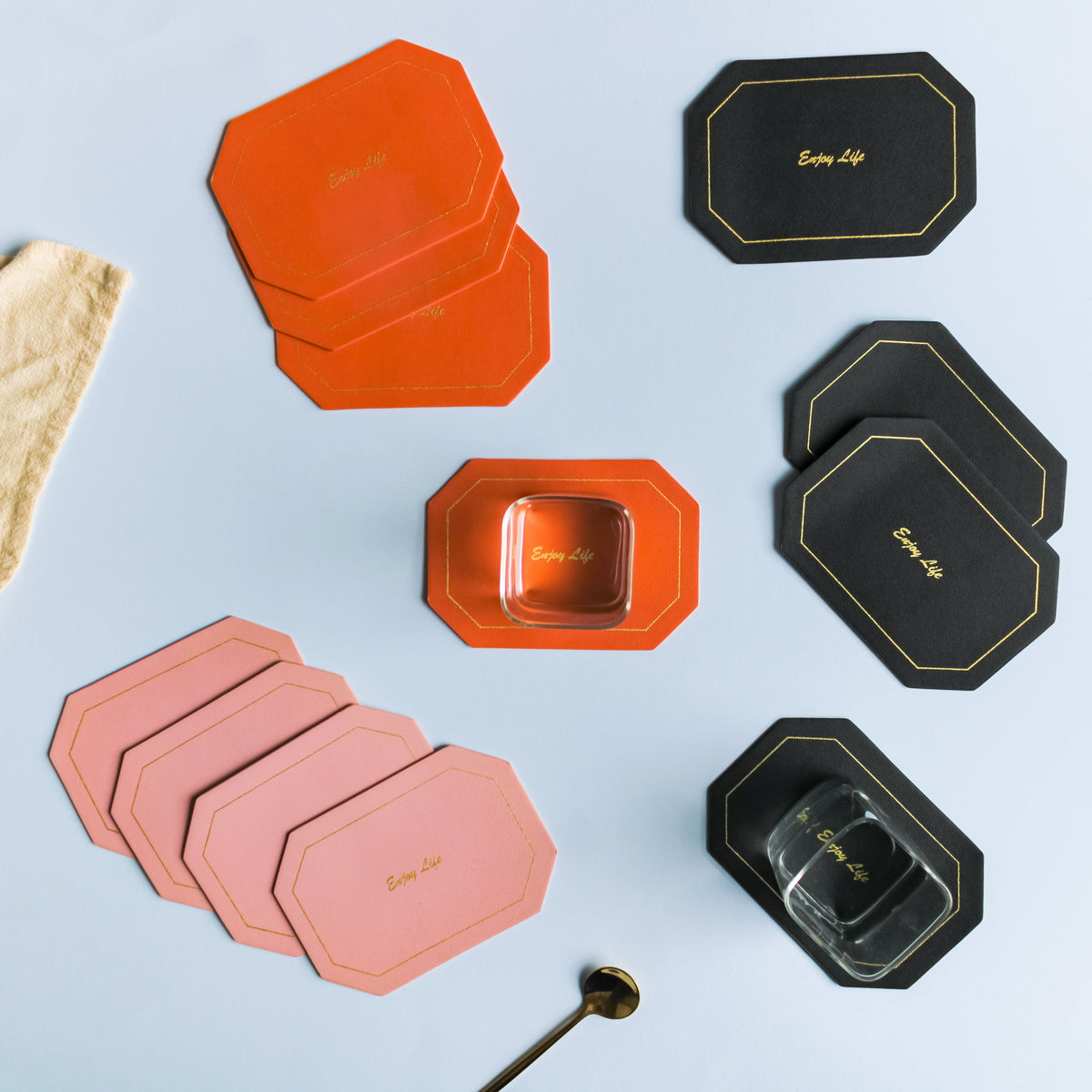 Leather Coaster Set of 4 Nestasia