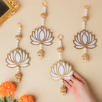 White Lotus Wall Hanging Set Of 4 Nestasia