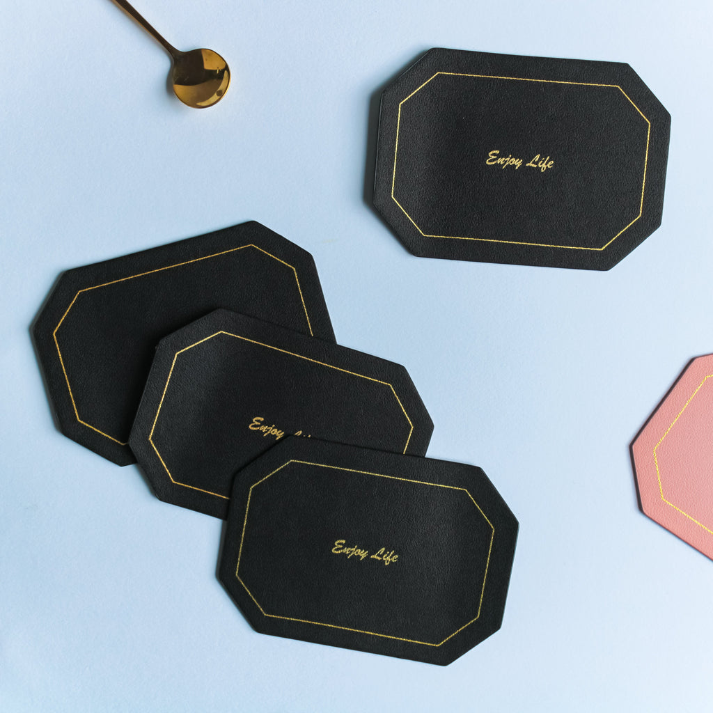 Leather Coaster Set of 4 Nestasia