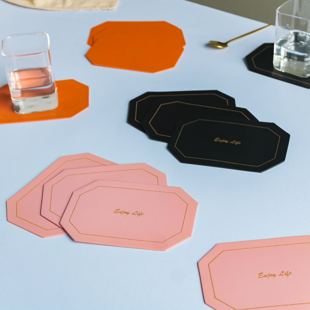 Leather Coaster Set of 4 Nestasia