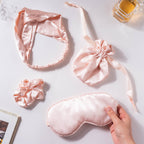 Precious Peach Satin Sleep Care Set of 4 Nestasia