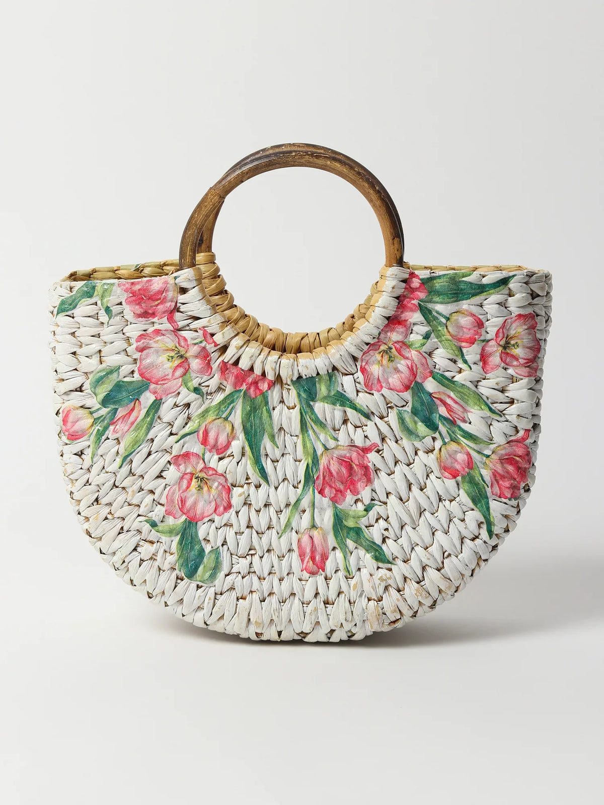 Handwoven Seagrass Half Moon Beach Bag, Women Handbag