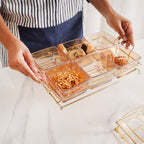 Rectangular Metal Tray with Bowls Set Nestasia