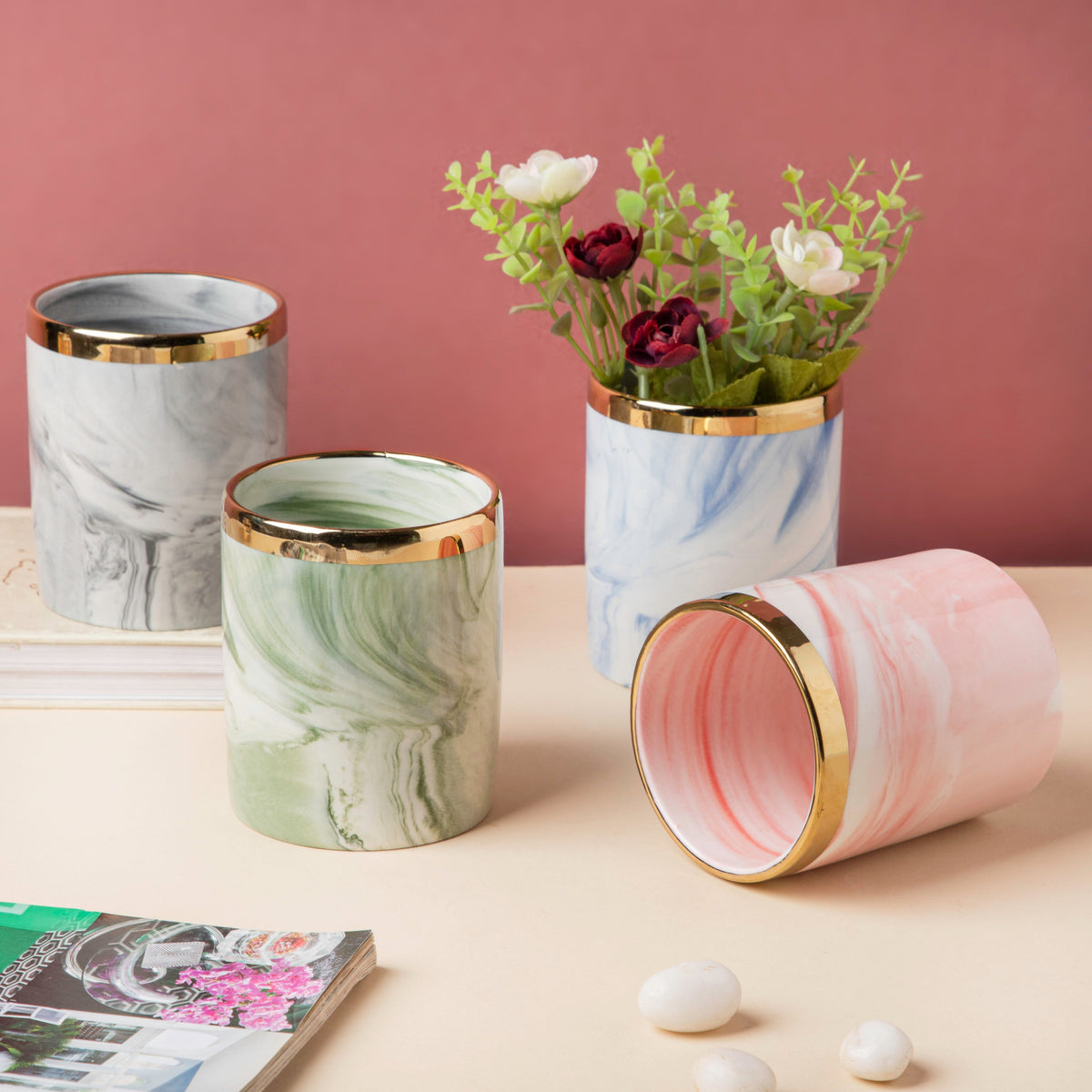 Luxe Ceramic Organiser Pink Nestasia