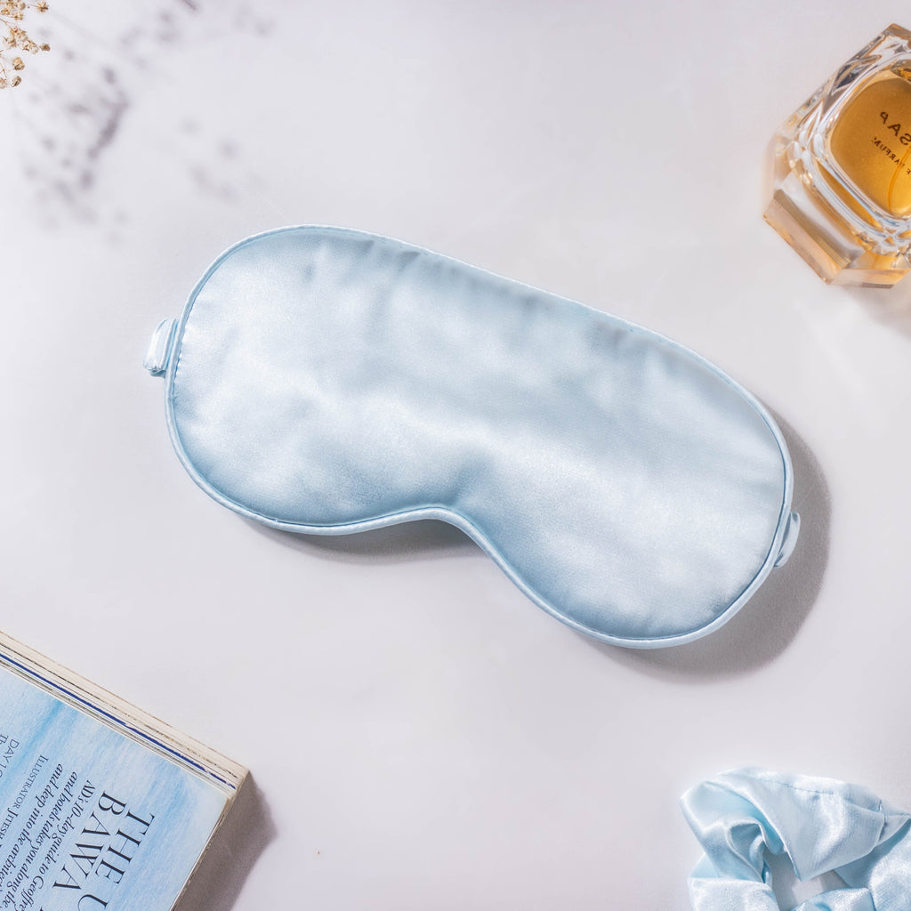 Mist Blue Satin Sleep Care Set of 4 Nestasia