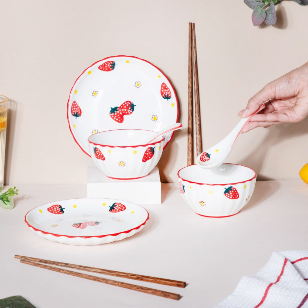 Strawberry 8 Piece Dinner Set For 2 Nestasia