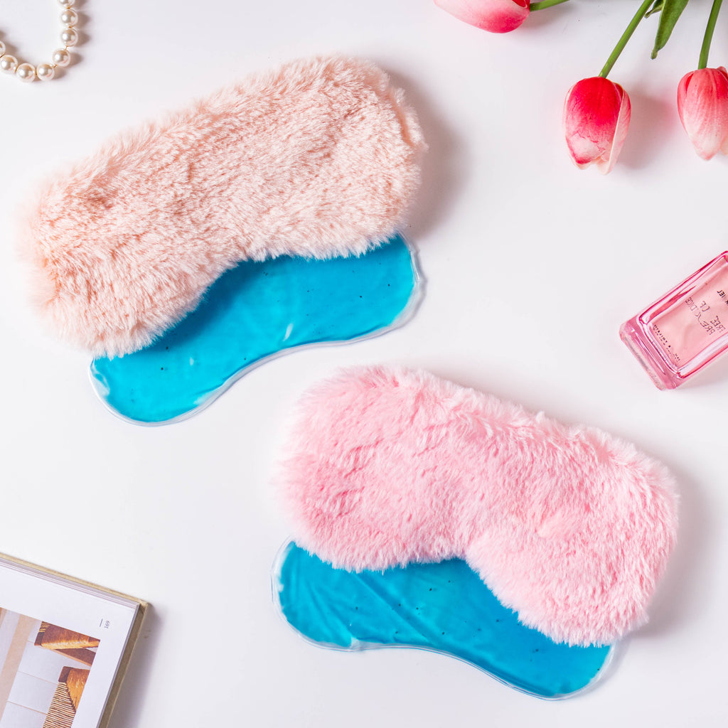 Plushy Peach Sleep Mask With Coolant Gel Nestasia