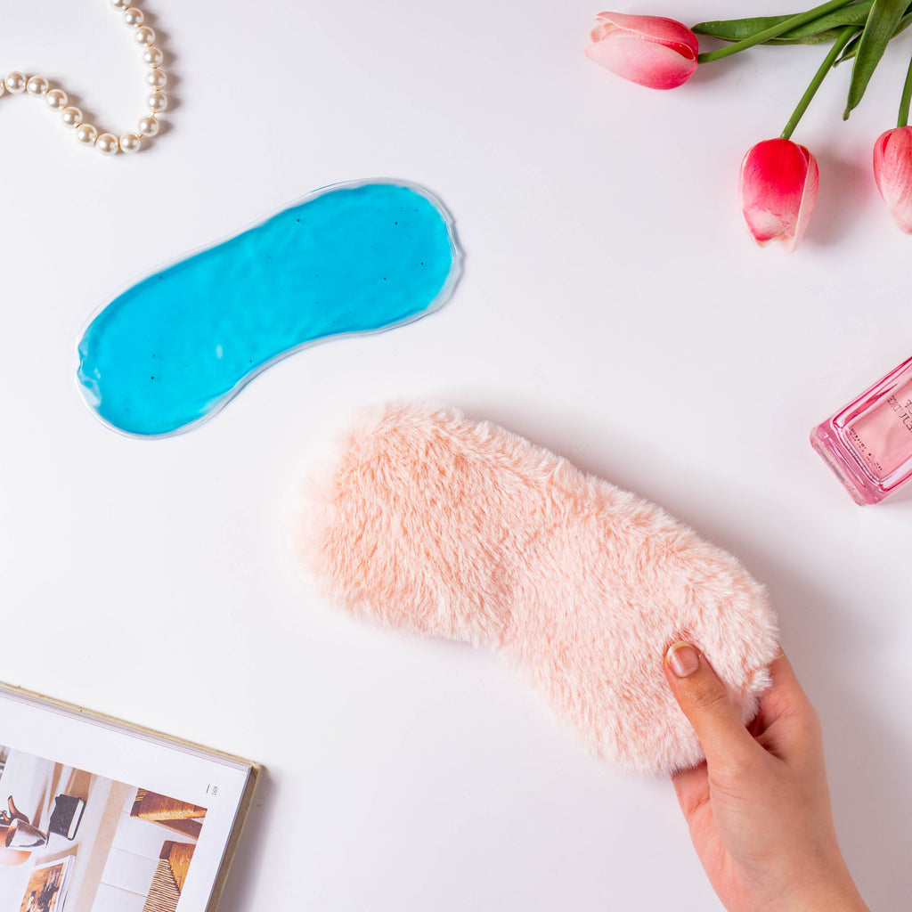 Plushy Peach Sleep Mask With Coolant Gel Nestasia