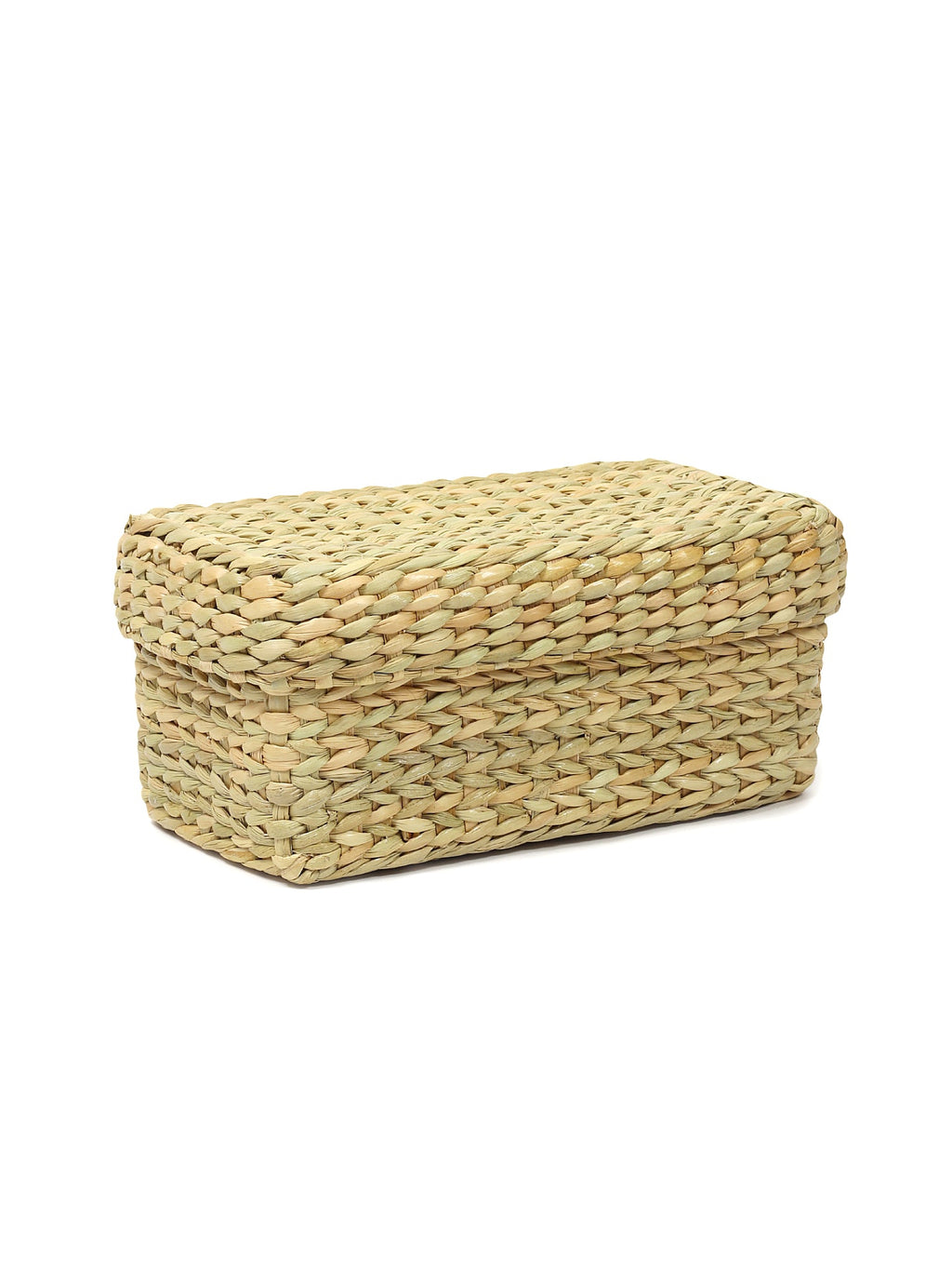 Compact Seagrass Storage Box with Lid for Accessories & Small Items