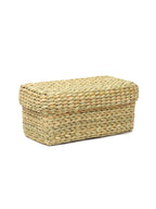 Compact Seagrass Storage Box with Lid for Accessories & Small Items