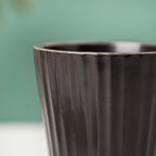 Nordic Black Ribbed Ceramic Planter Nestasia