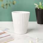 Nordic White Ribbed Ceramic Planter Nestasia