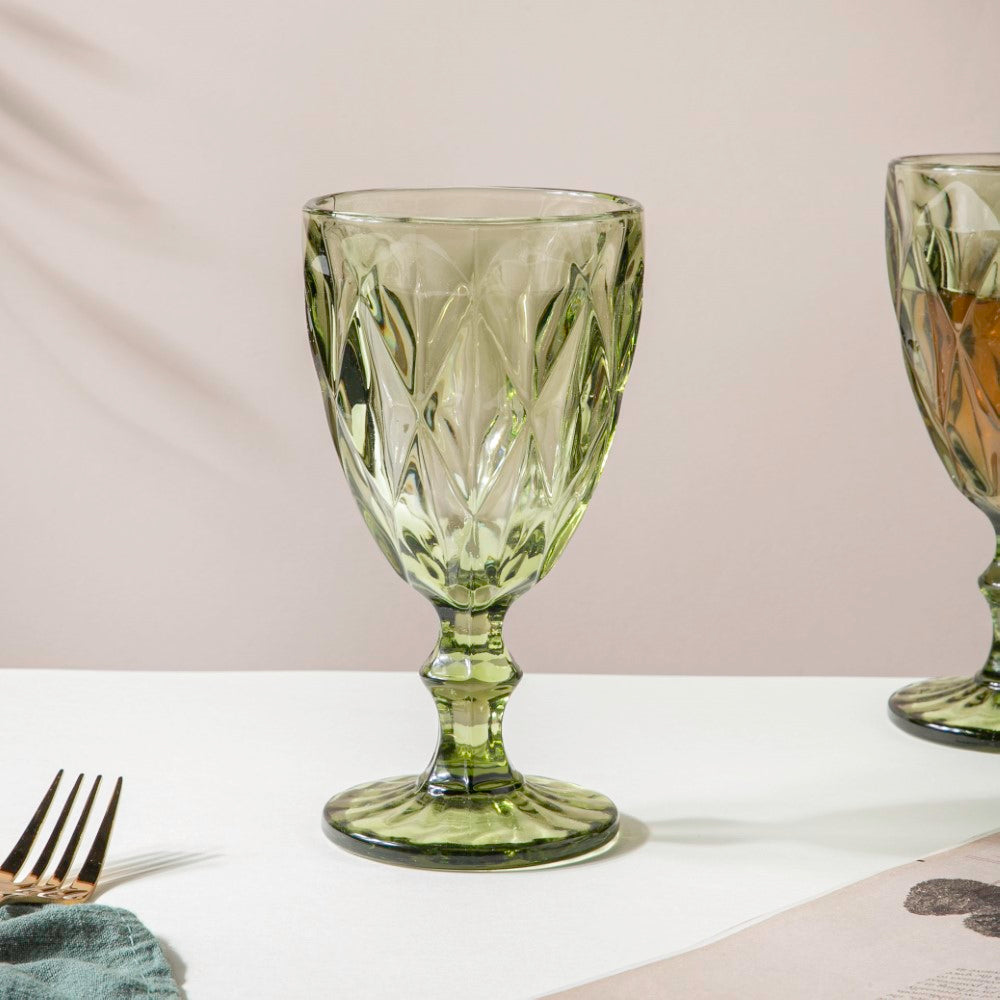 Crystal Red Wine Glass Green Set Of 6 300 ml Nestasia