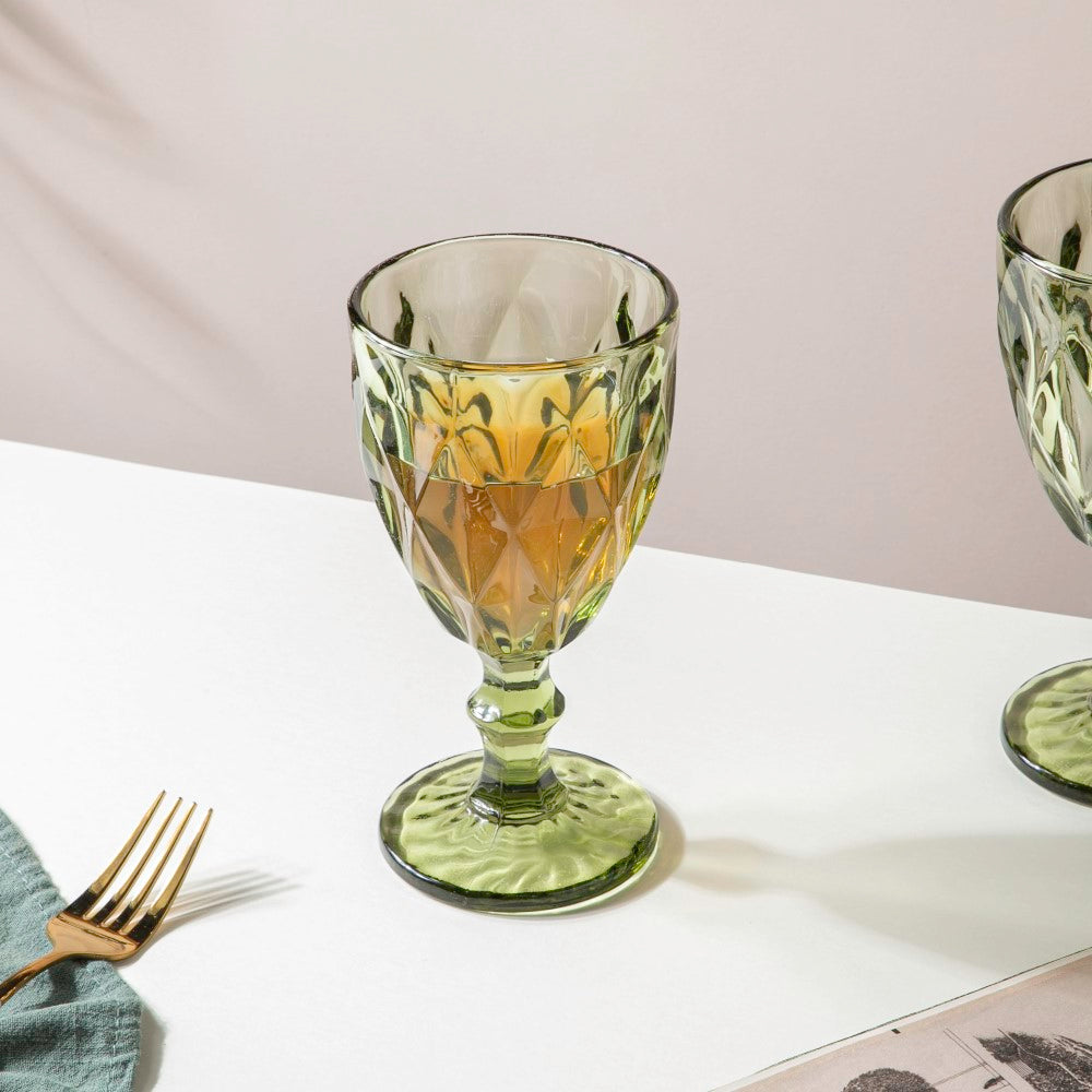 Crystal Red Wine Glass Green Set Of 6 300 ml Nestasia