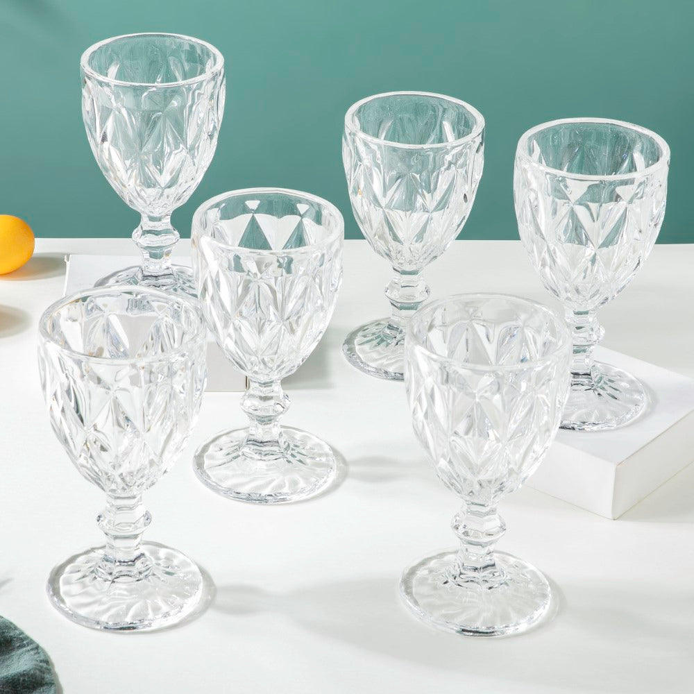 Textured Drinkware Glass Transparent Set Of 6 300 ml Nestasia