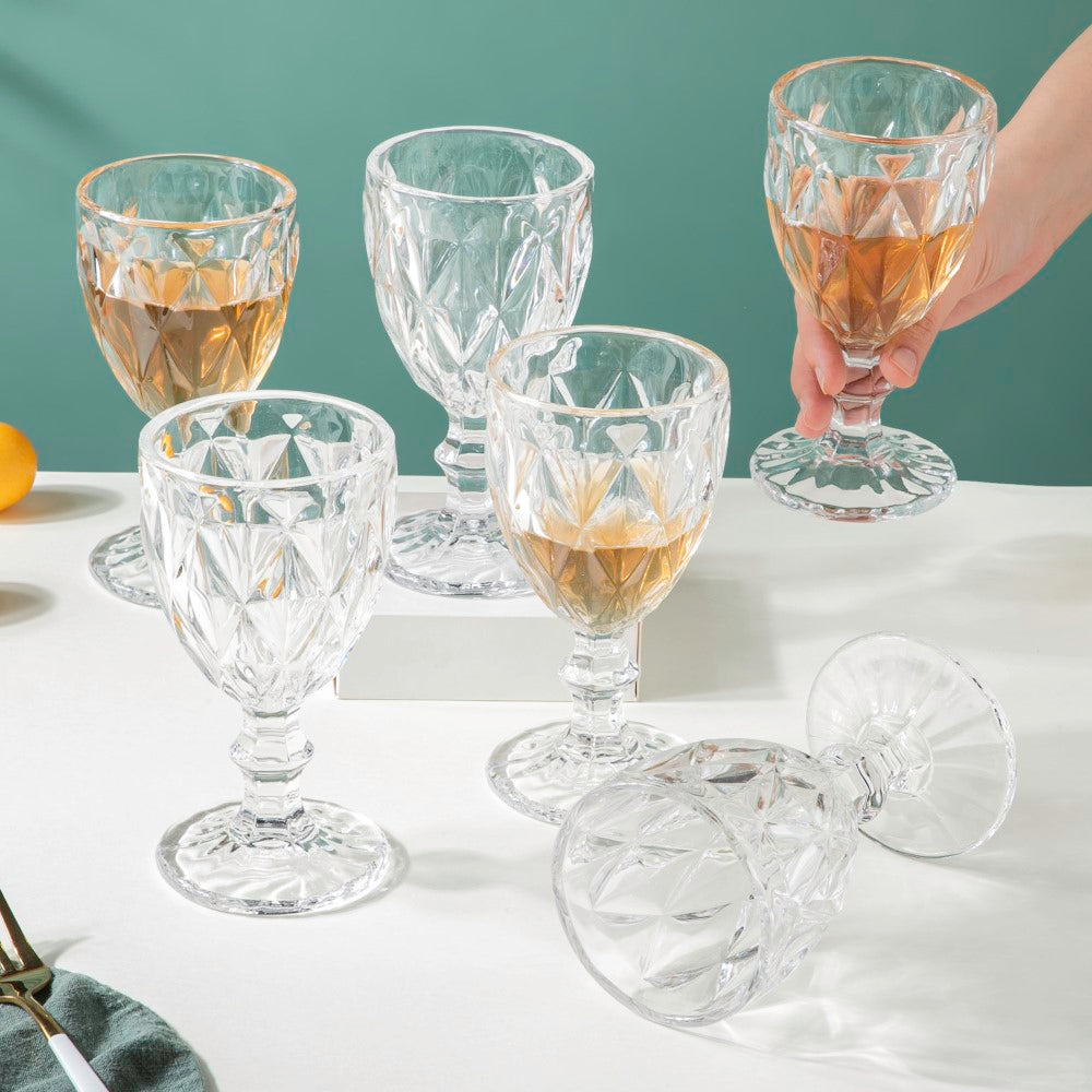 Textured Drinkware Glass Transparent Set Of 6 300 ml Nestasia