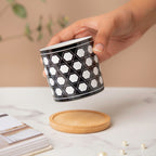 Twyla Hive Black White Planter With Wooden Coaster Nestasia