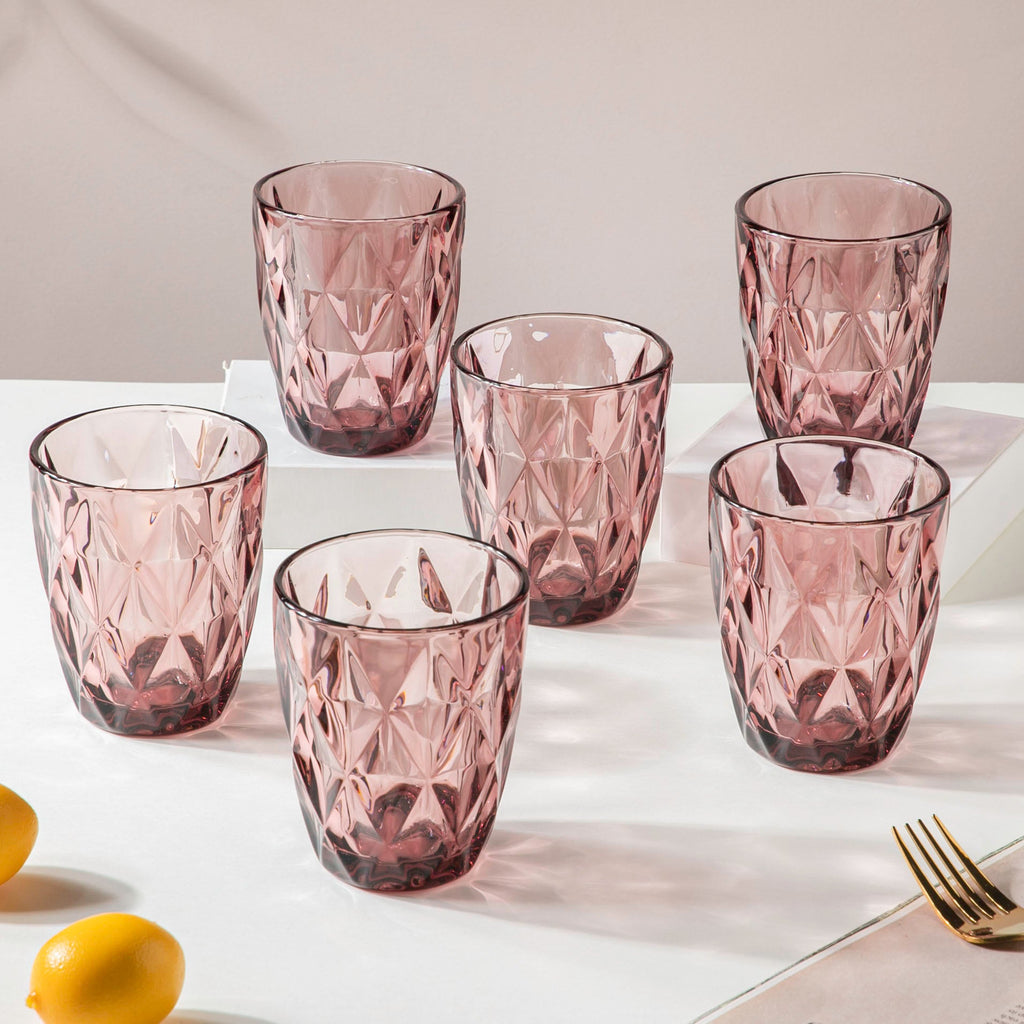 Rose Crystal Tumbler Mauve Small Set Of 6 250 ml Nestasia