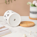 Twyla Enchanting Black White Planter With Wooden Coaster Nestasia