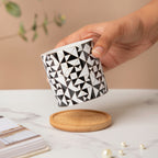 Twyla Black White Heaven Planter With Wooden Coaster Nestasia