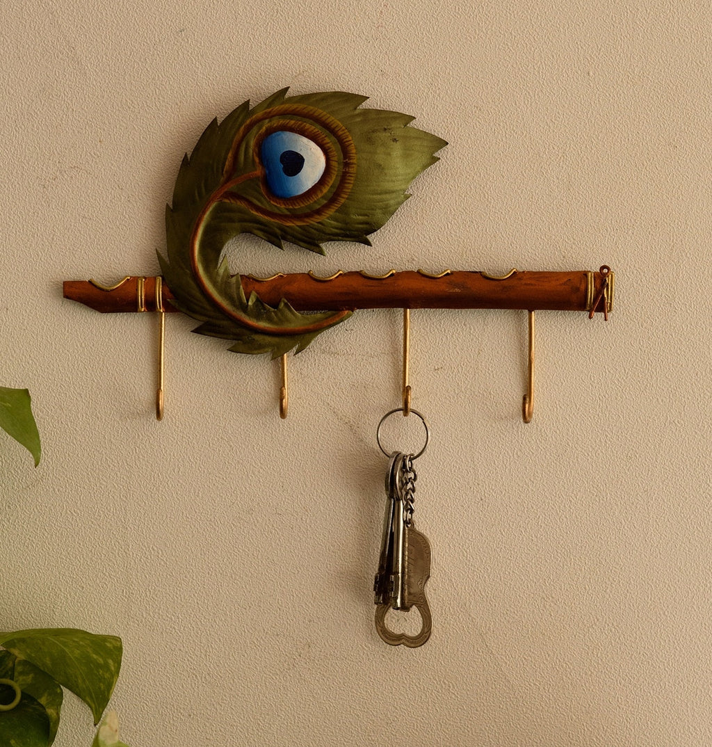 Wrought Iron basuri with mor pankh
Key Holder (Green and Brown) Kafalo
