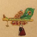 Jai Shree Krishna basuri with mor pankh Key Holder With 3 Hooks (Green, Golden and Red) Kafalo