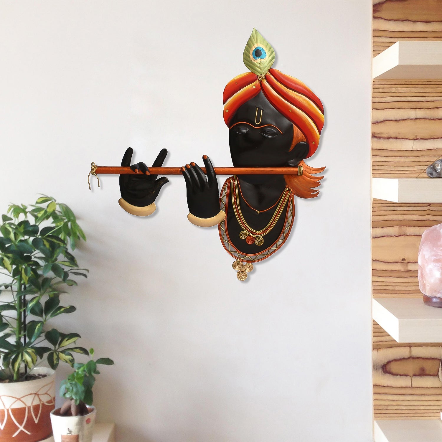 Lord Krishna Playing Flute/Bansuri Iron Wall Hanging/Art Kafalo