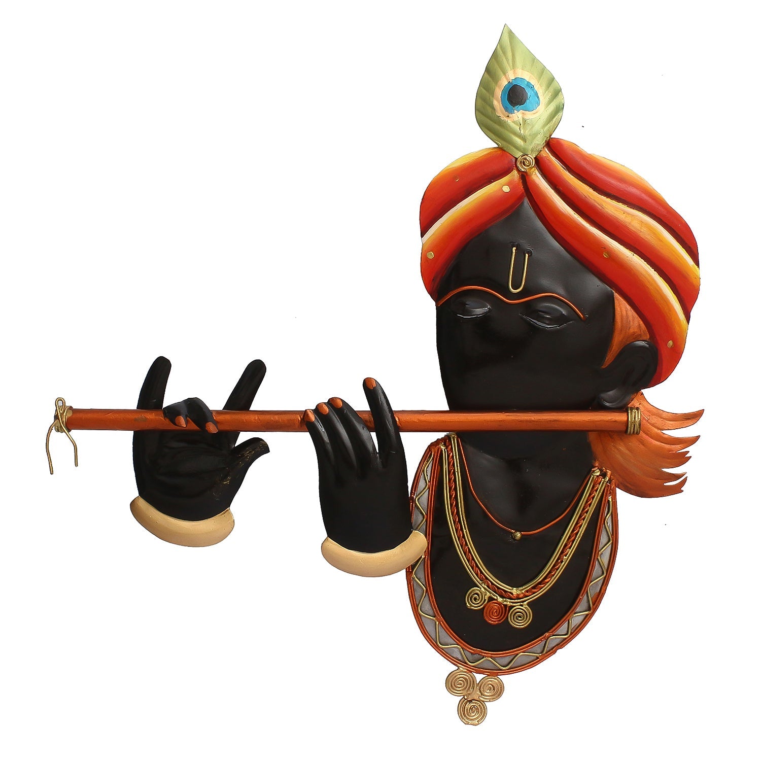 Lord Krishna Playing Flute/Bansuri Iron Wall Hanging/Art Kafalo