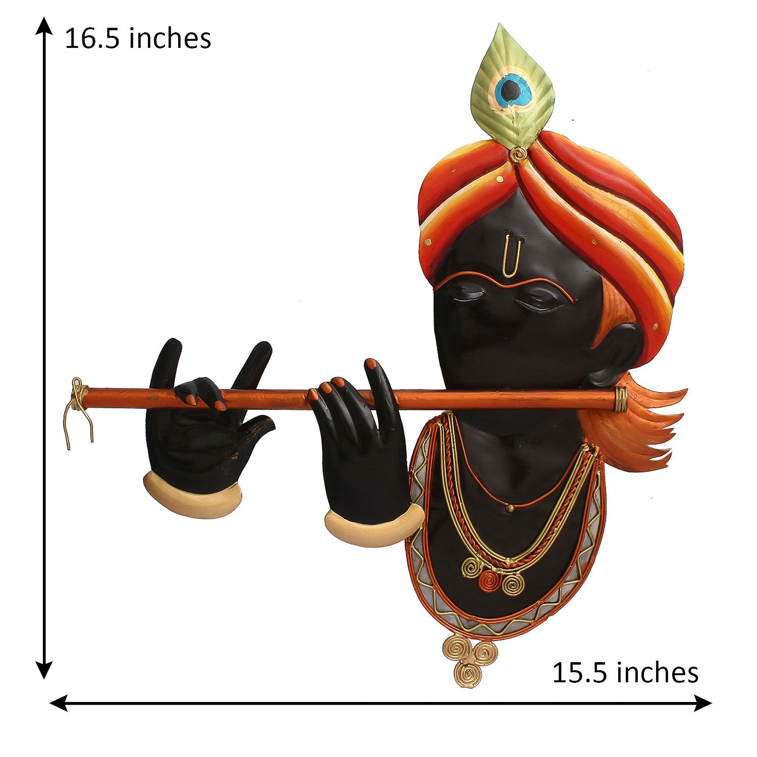 Lord Krishna Playing Flute/Bansuri Iron Wall Hanging/Art Kafalo