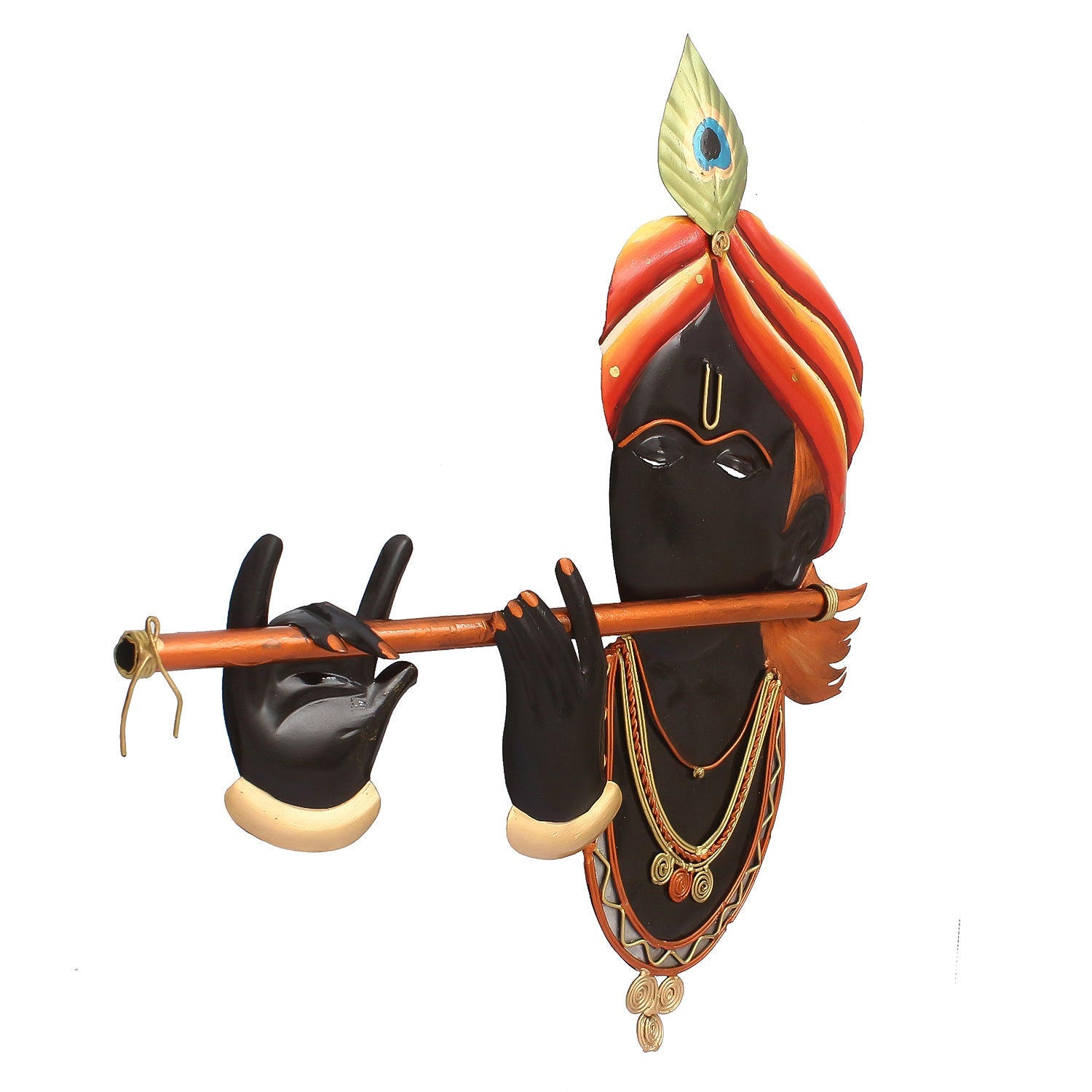 Lord Krishna Playing Flute/Bansuri Iron Wall Hanging/Art Kafalo