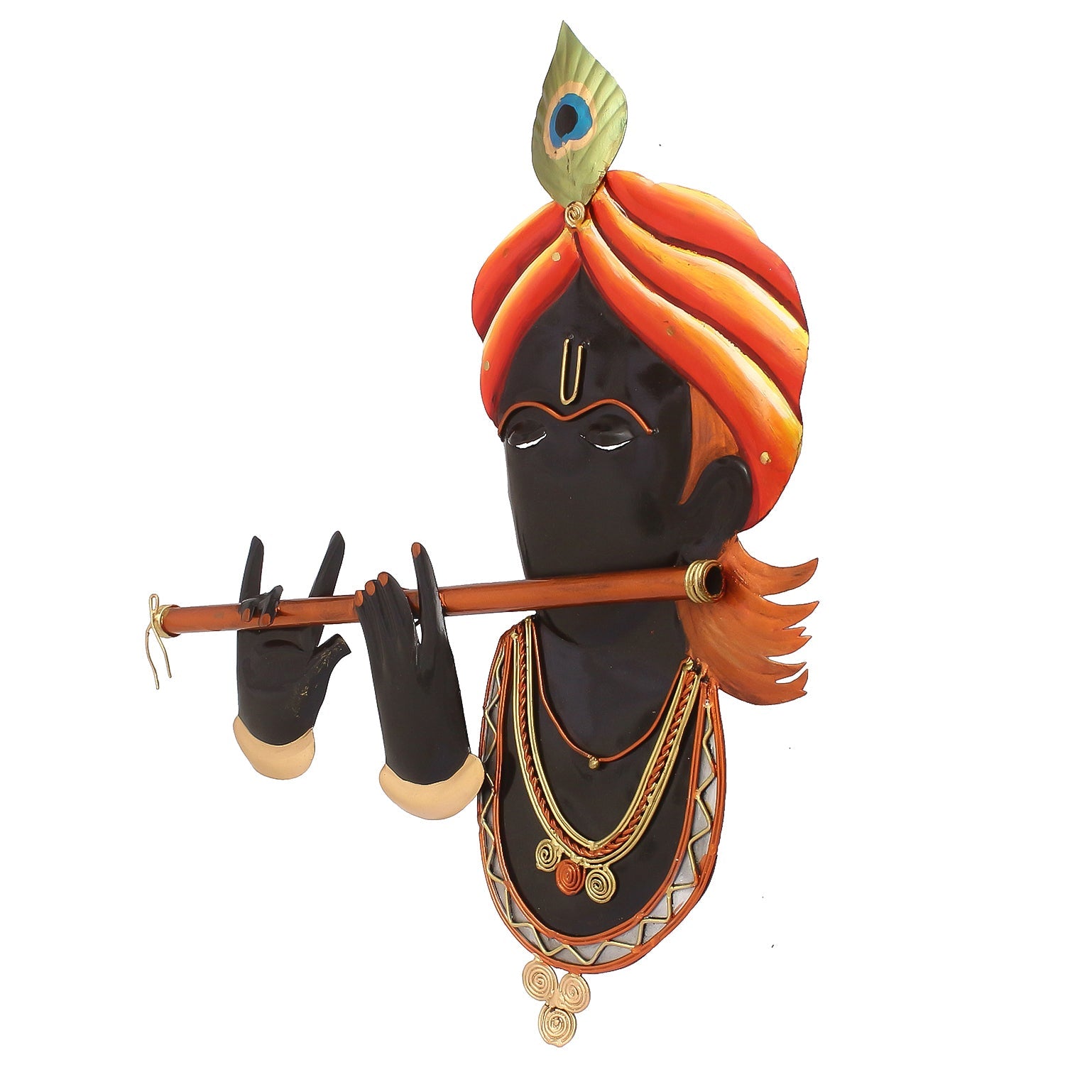 Lord Krishna Playing Flute/Bansuri Iron Wall Hanging/Art Kafalo