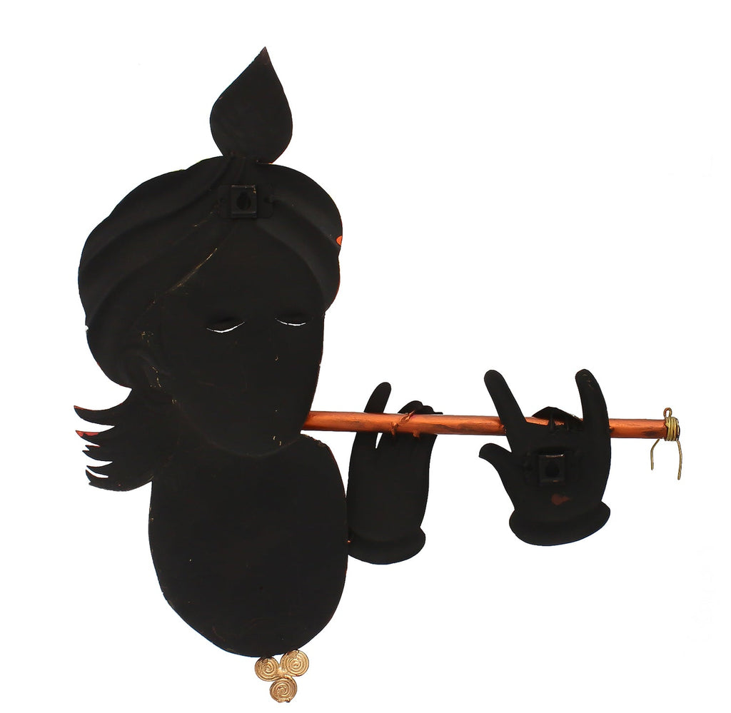 Lord Krishna Playing Flute/Bansuri Iron Wall Hanging/Art Kafalo