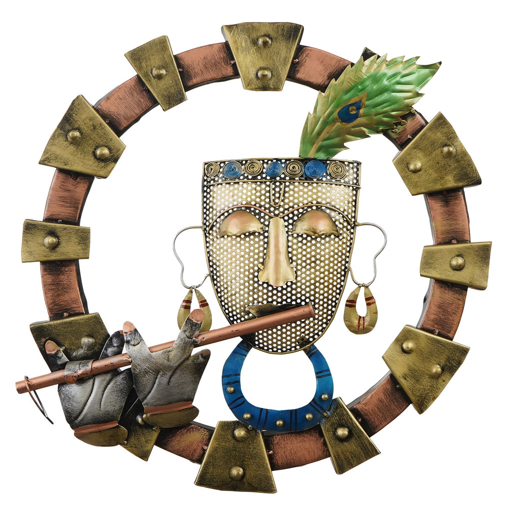 Lord Krishna Playing Flute Handcrafted Iron Wall Hanging/Art Kafalo