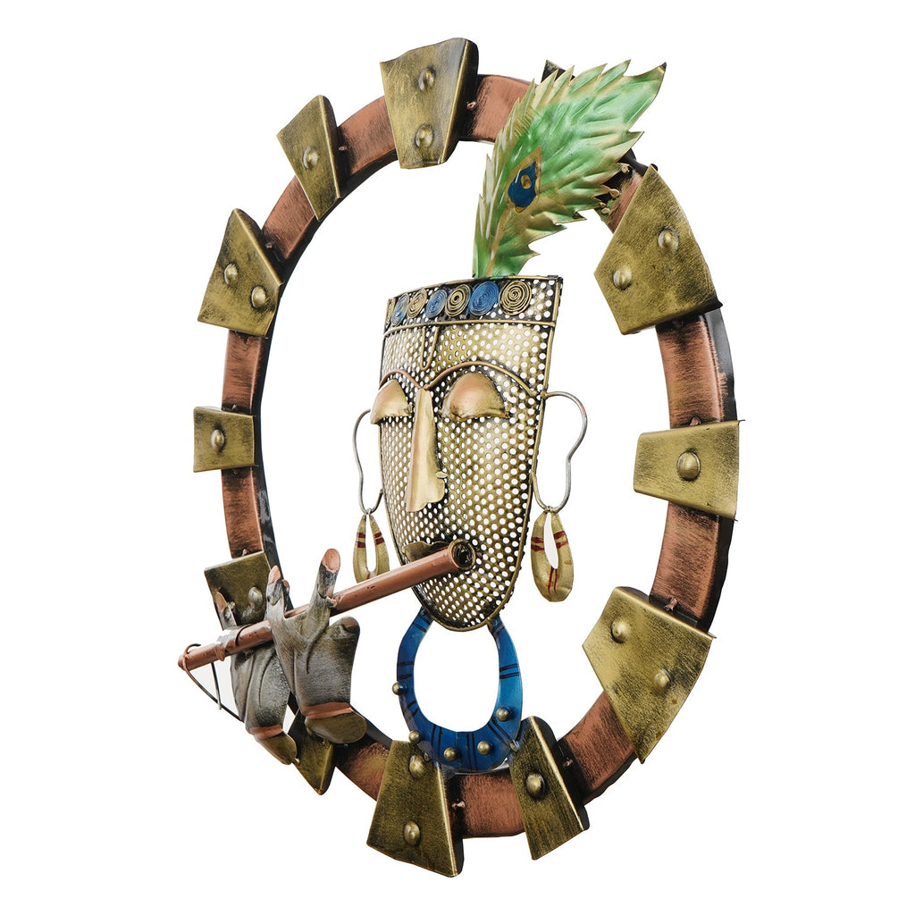 Lord Krishna Playing Flute Handcrafted Iron Wall Hanging/Art Kafalo