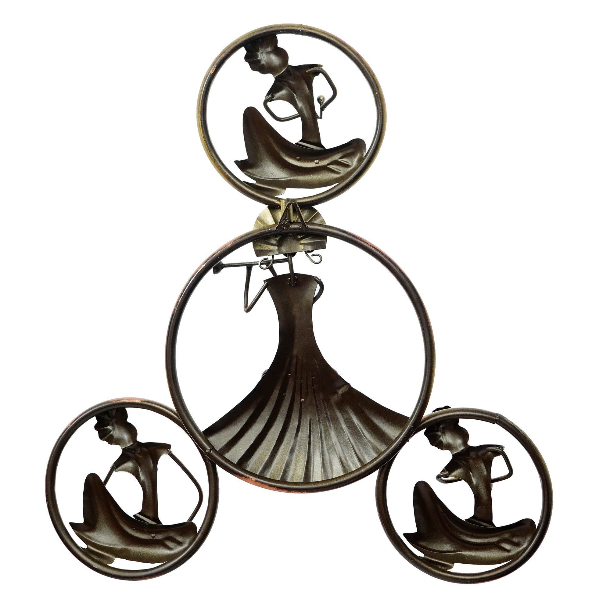 Group of 4 Tribal Women Playing Musical Instruments Handcrafted Iron Wall Hanging with background LED's Kafalo