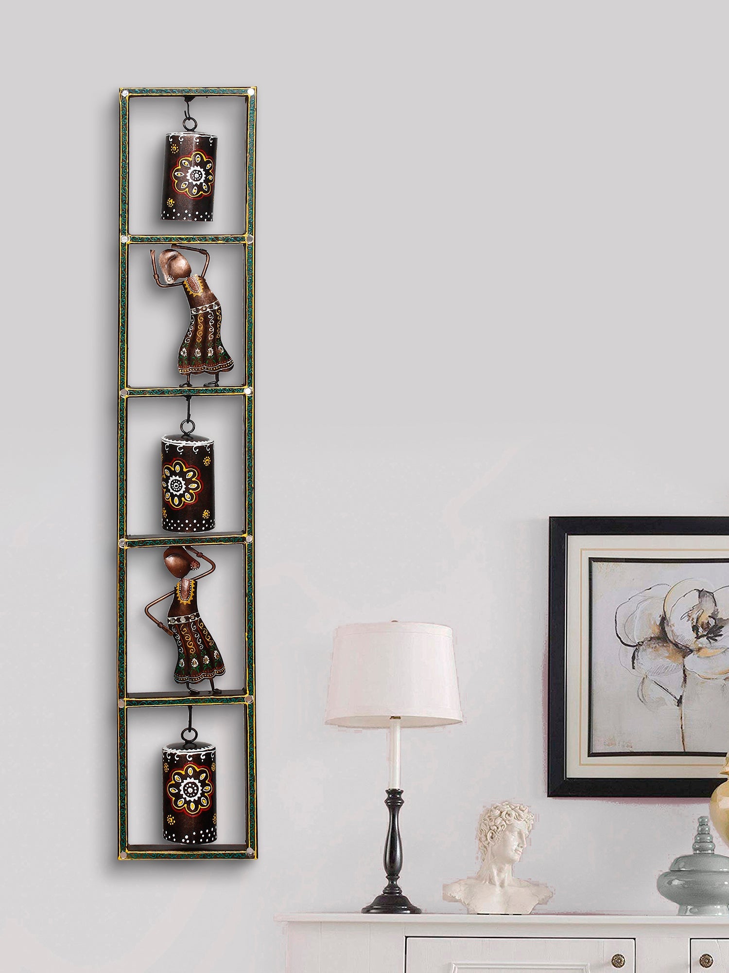 Dancing Tribal Women Decorative Iron Wall Hanging Kafalo