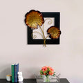 Golden Iron Leaves with Wooden Frame Handcrafted Wall Hanging Kafalo