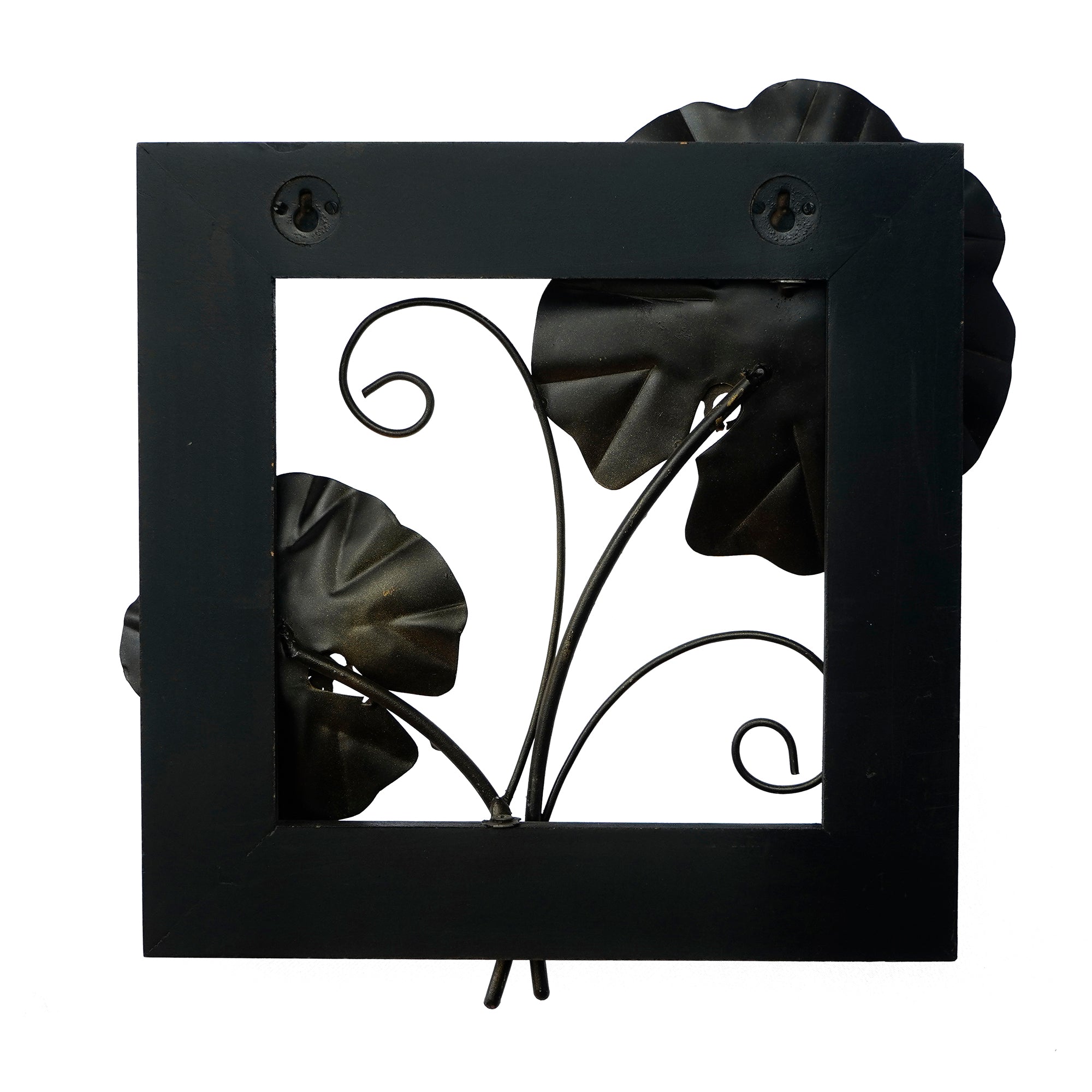 Golden Iron Leaves with Wooden Frame Handcrafted Wall Hanging Kafalo