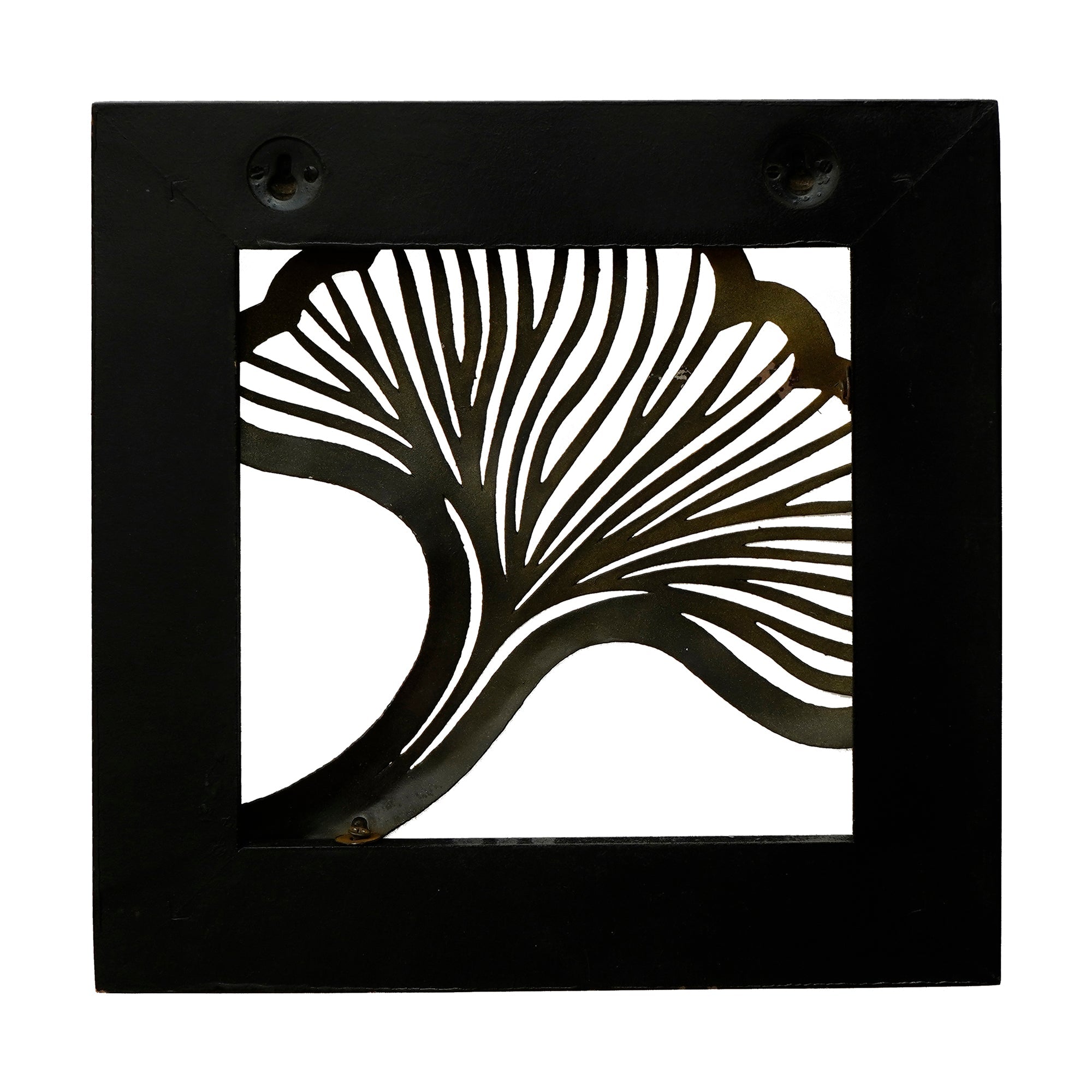 Colorful Iron Leaf with Wooden Frame Handcrafted Wall Hanging Kafalo