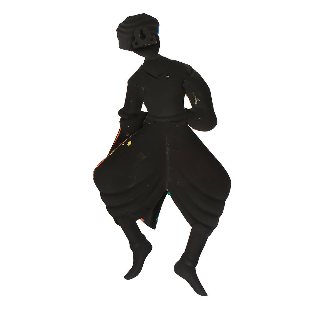 Musician Tribal Man Playing Dholak Iron Wall Hanging Kafalo