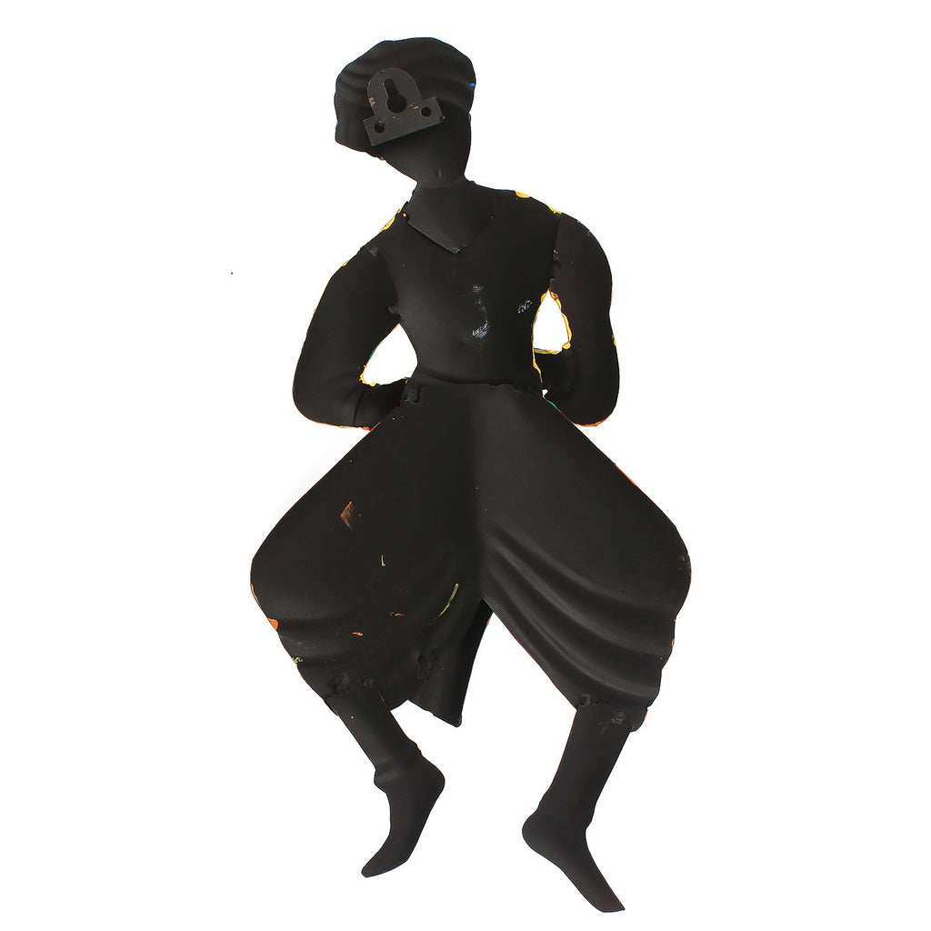 Musician Tribal Man Playing Trumpet Musical Instument Iron Wall Hanging Kafalo